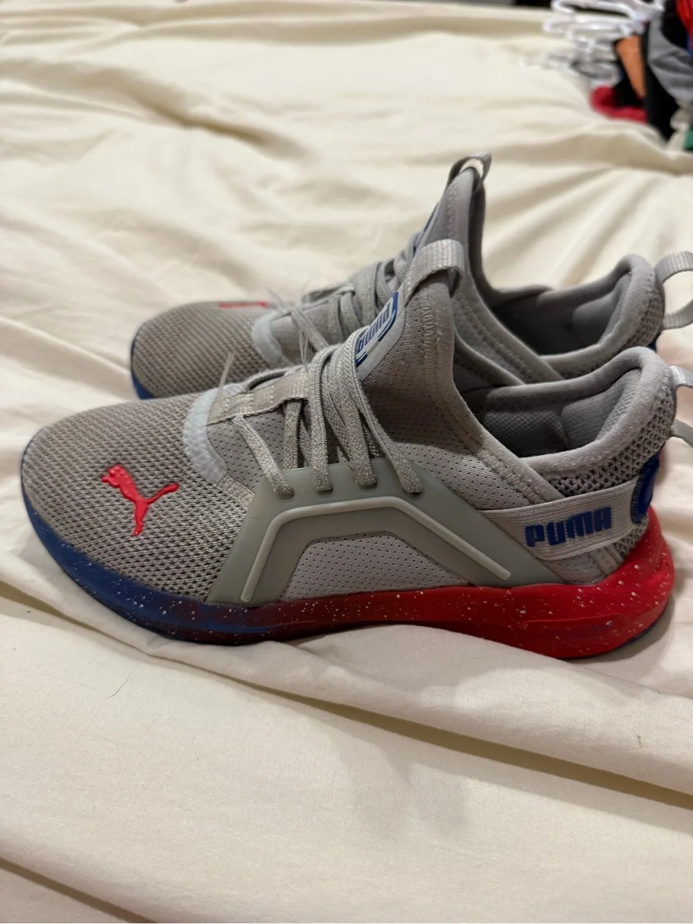 Puma Boys Gray Red Blue Athletic Sneakers | Size 2C